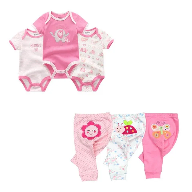 10PCS Newborn Solid Bodysuits Pants Cotton Clothes Short Sleeve