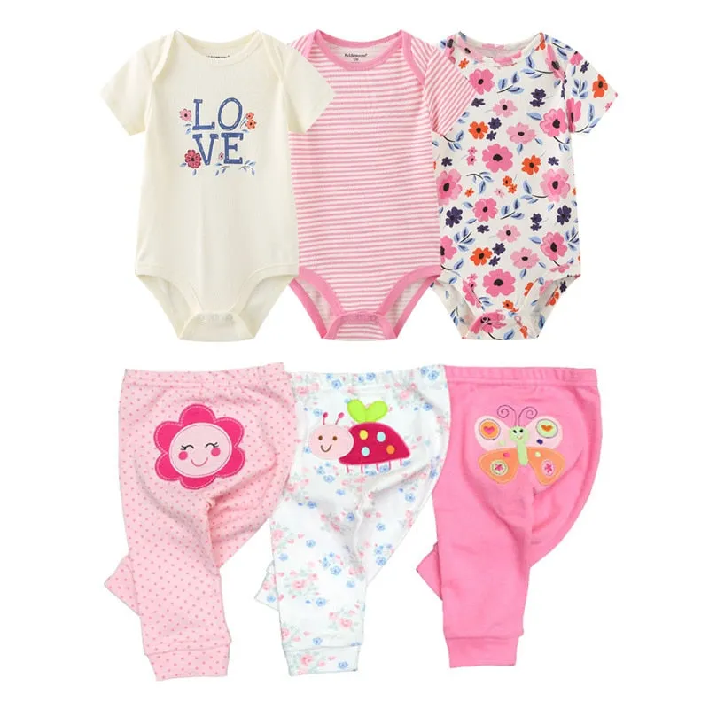 10PCS Newborn Solid Bodysuits Pants Cotton Clothes Short Sleeve