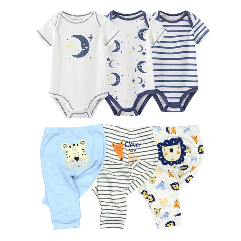 10PCS Newborn Solid Bodysuits Pants Cotton Clothes Short Sleeve