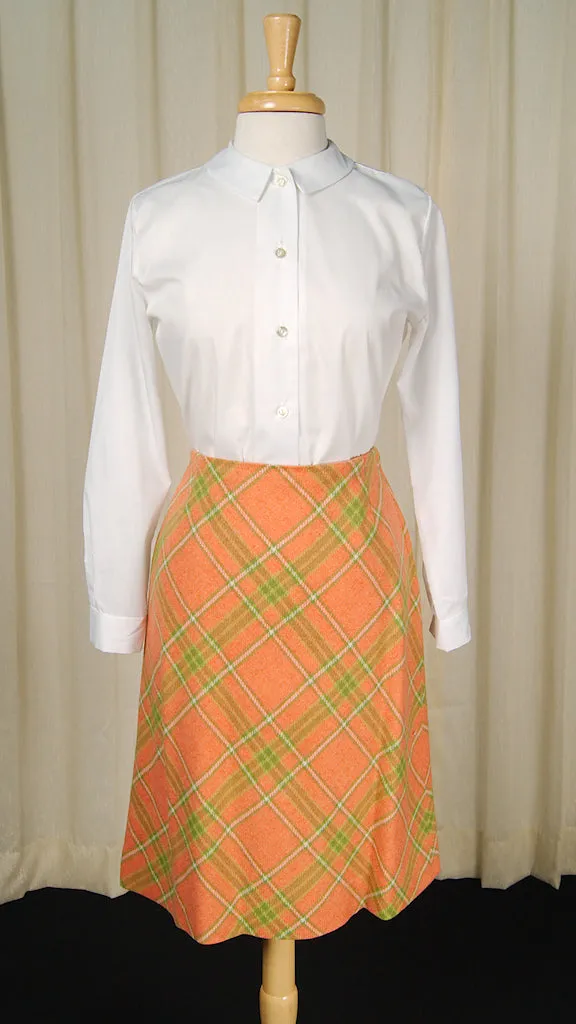 1960s Peach & Lime Plaid Skirt