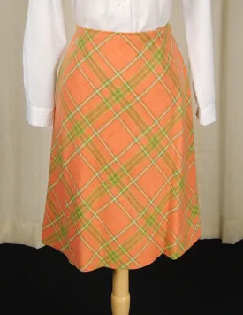 1960s Peach & Lime Plaid Skirt