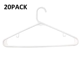 20 Pack Plastic Hangers,Durable Standard Tubular Clothing Hanger Light-Weight White