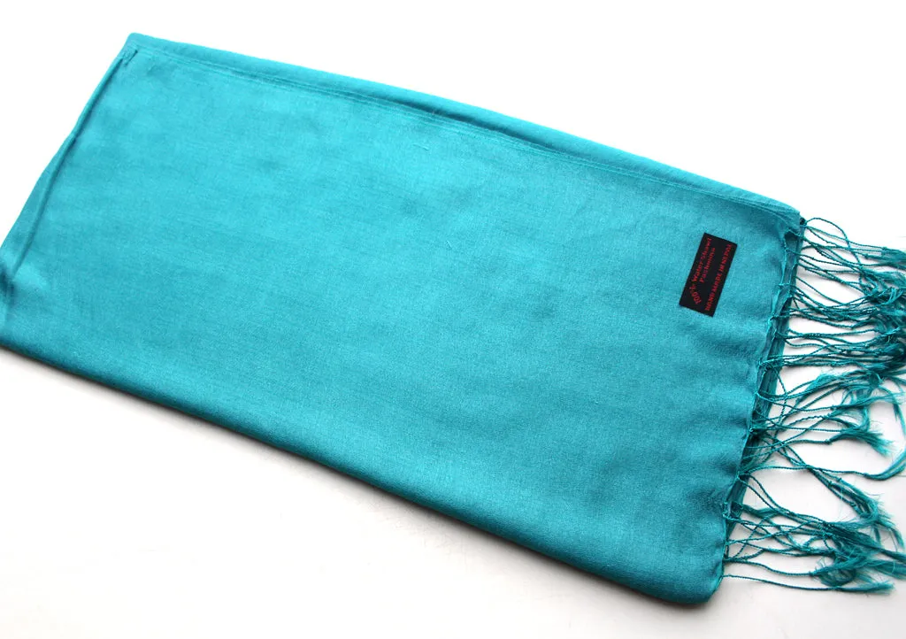 Adriatic Blue Color Water Pashmina Shawl