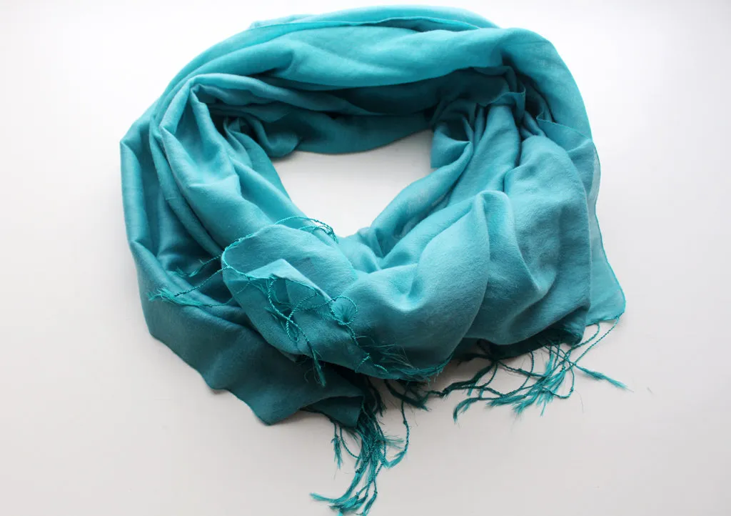 Adriatic Blue Color Water Pashmina Shawl