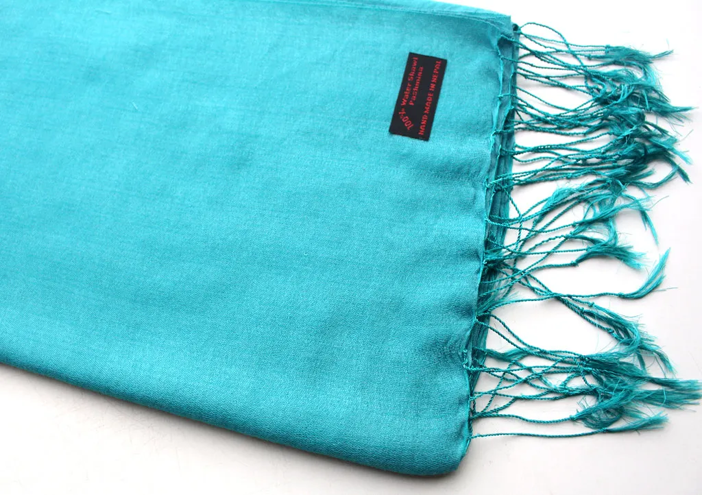 Adriatic Blue Color Water Pashmina Shawl