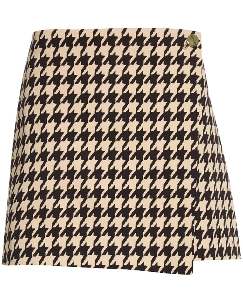 Almond Houndstooth Renna Wrap Mini Skirt