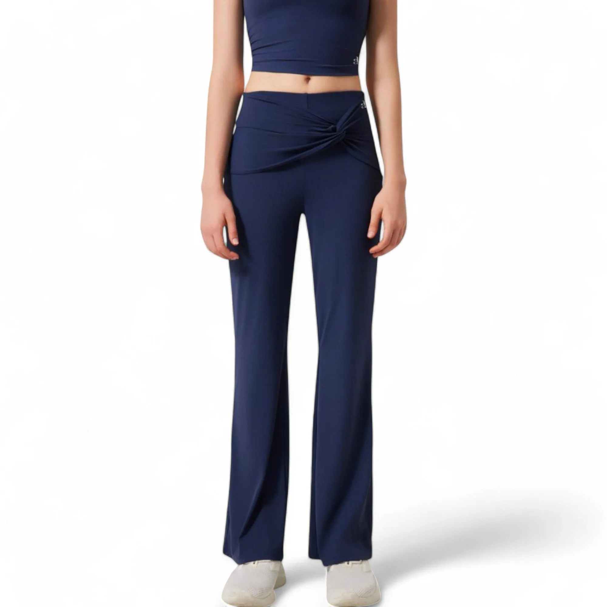 Anna-Kaci Women's High-Waisted Flare Pants with Twist Knot Detail