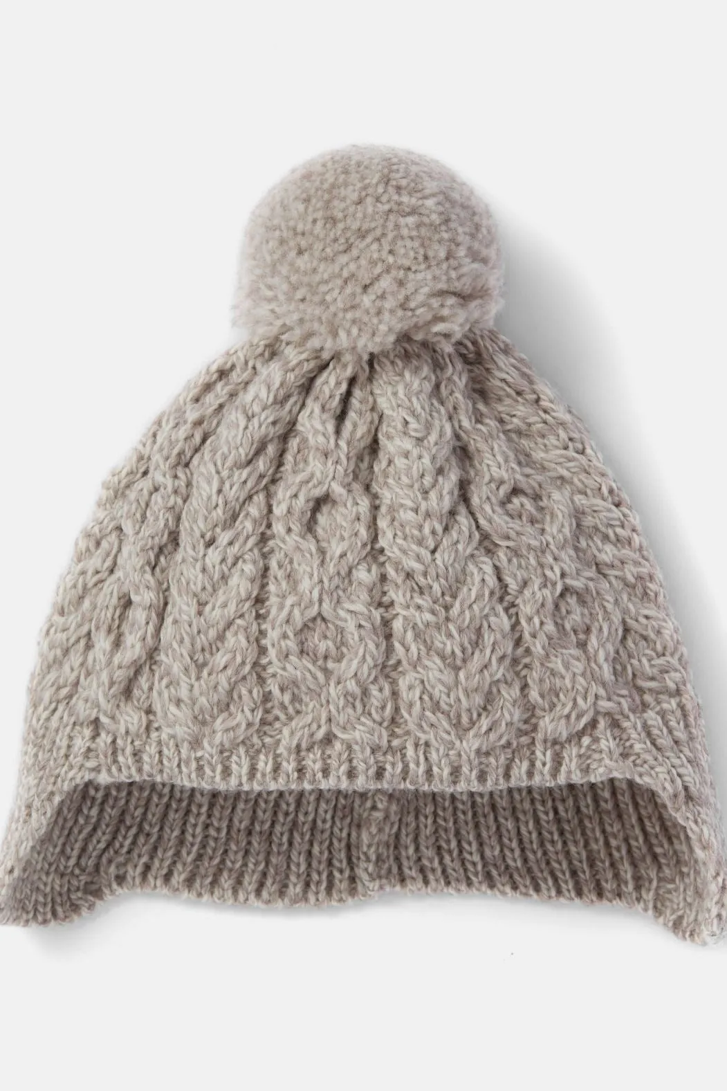 Aran Woollen Mills Super Soft Child's Pom Pom Hat with Flaps