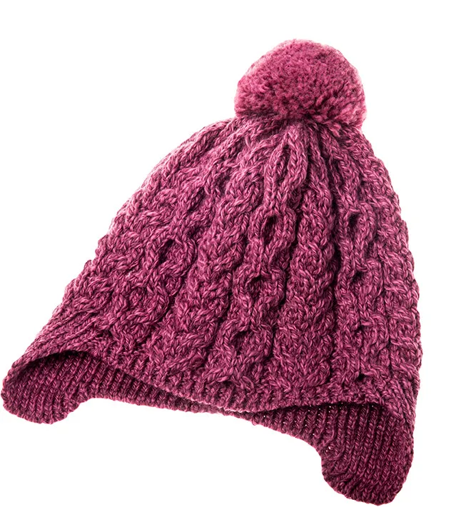 Aran Woollen Mills Super Soft Child's Pom Pom Hat with Flaps