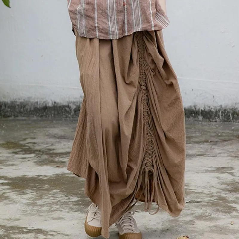 Asymmetrical Cotton Linen Skirt | Lotus