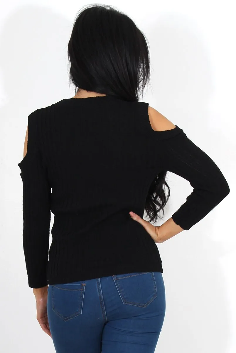 Auden Black Cold Shoulder Top