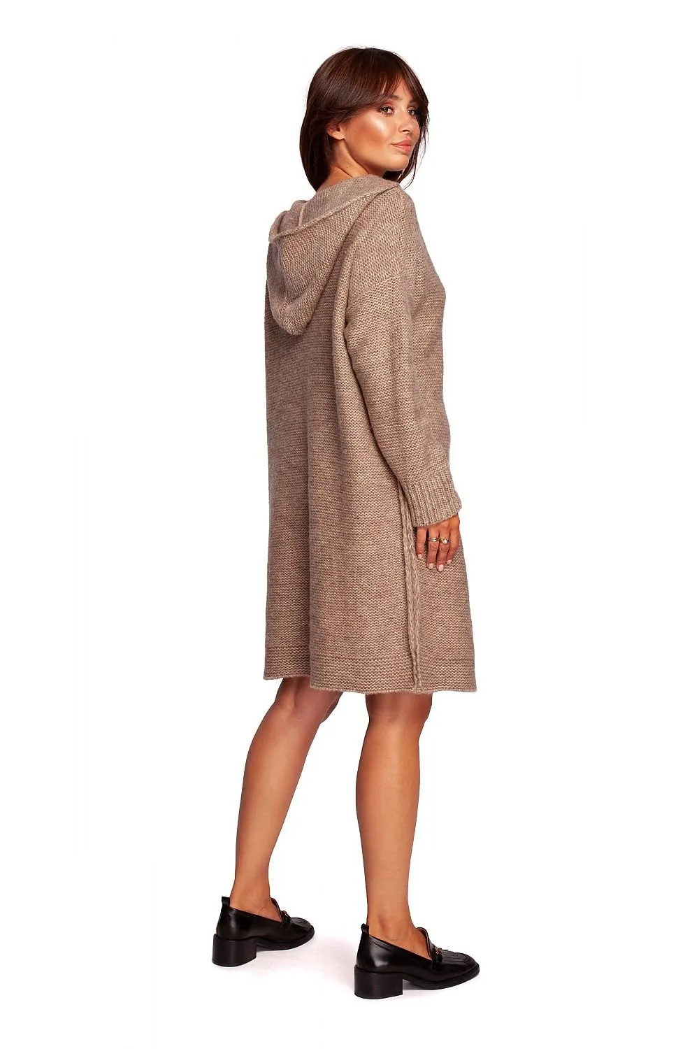 Autumn Elegance Hooded Sweater Dress