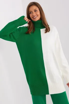 BADU European Long Two-tone Turtleneck Sweater-model 189332