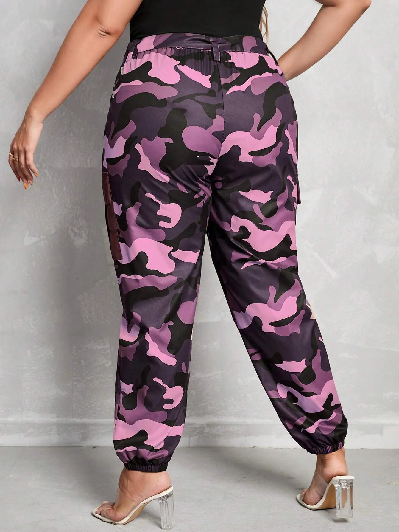 Belted High Waist Camo Cargo Pants