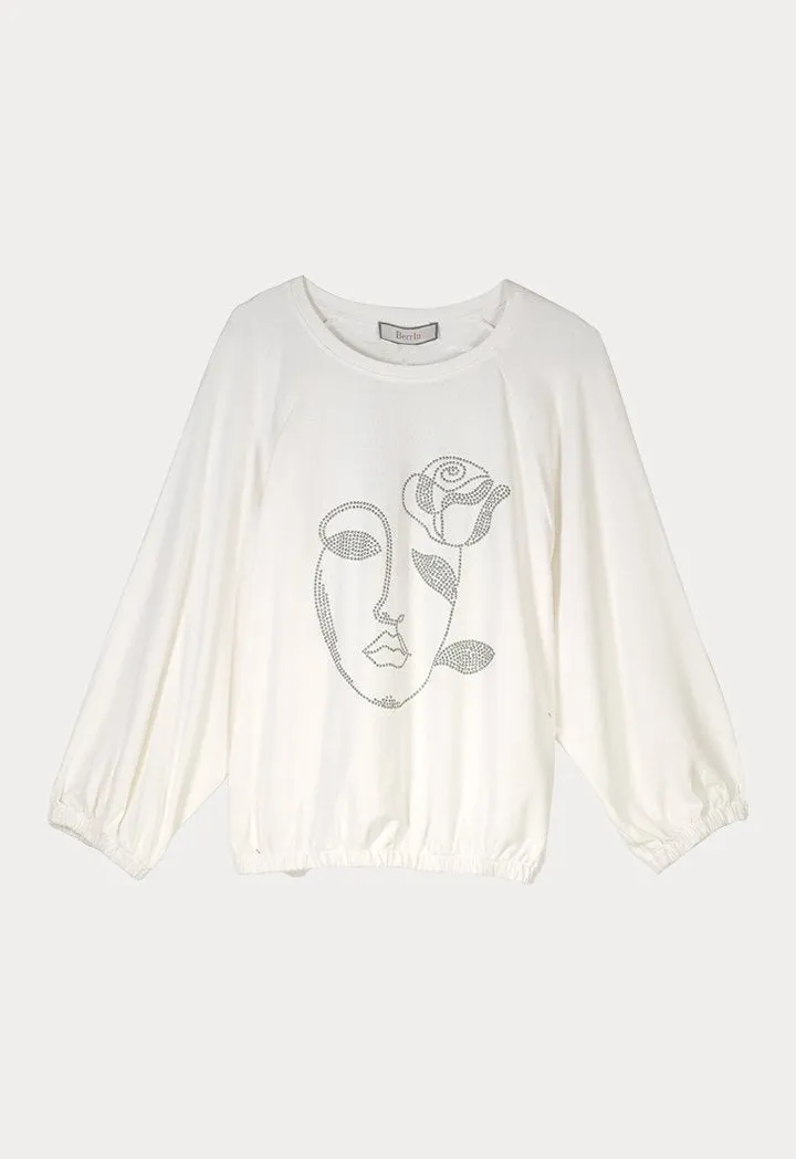 BERRIN Sequin Long Sleeve Sweater BONE