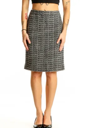 Black and White Tweed Pencil Skirt