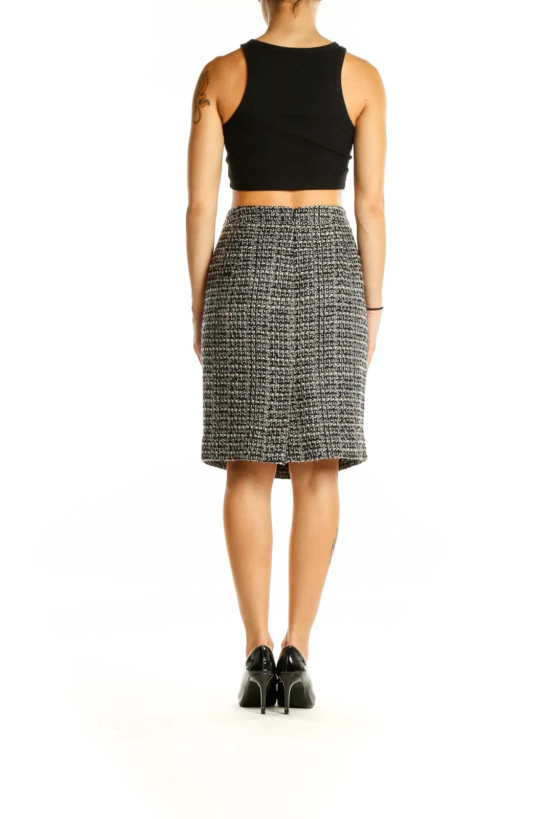 Black and White Tweed Pencil Skirt