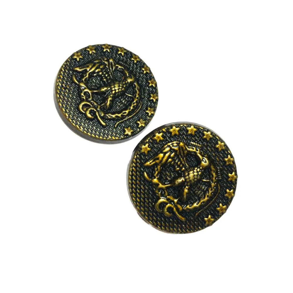 Black Antique Golden Bird Designer Metal Buttons