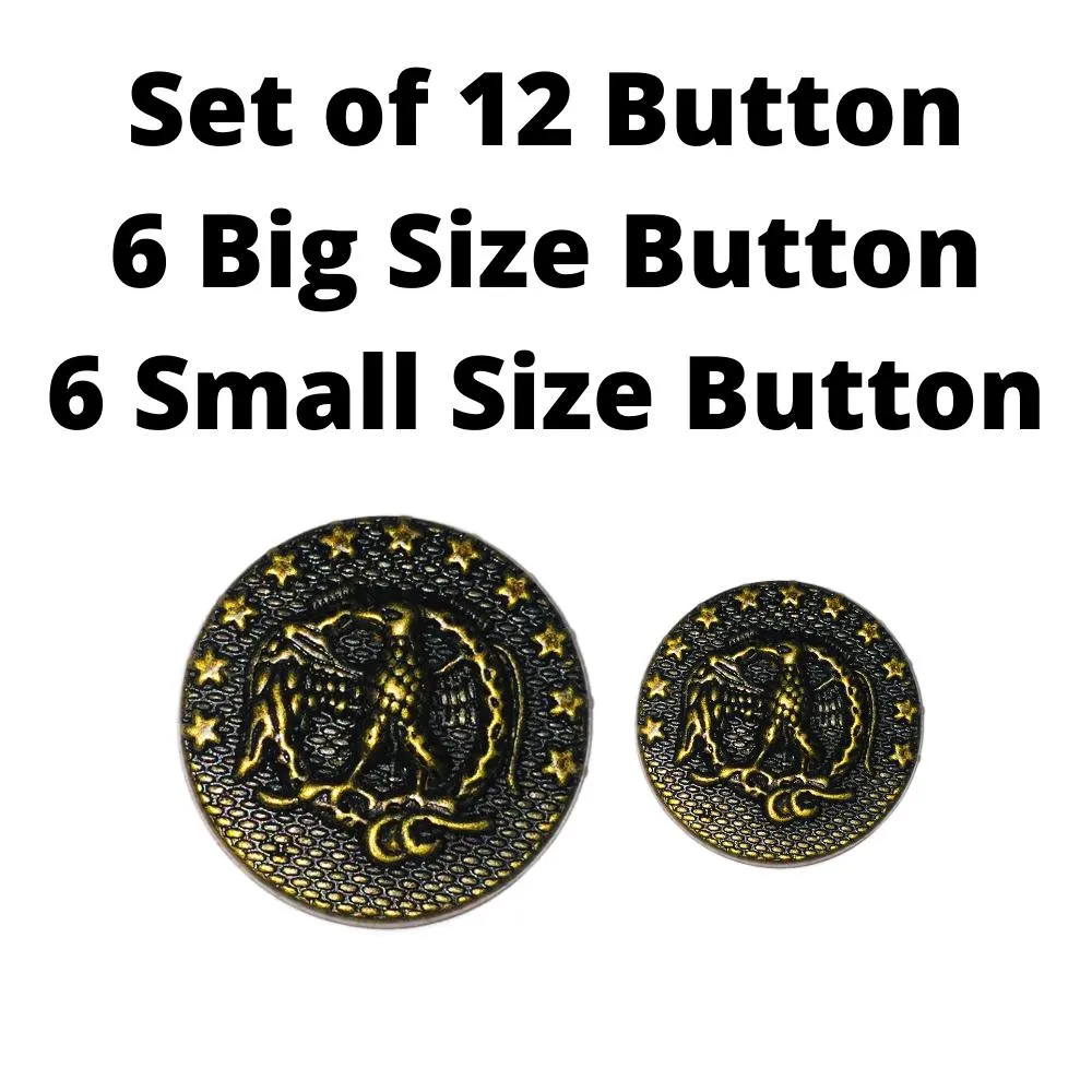 Black Antique Golden Bird Designer Metal Buttons