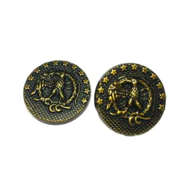 Black Antique Golden Bird Designer Metal Buttons