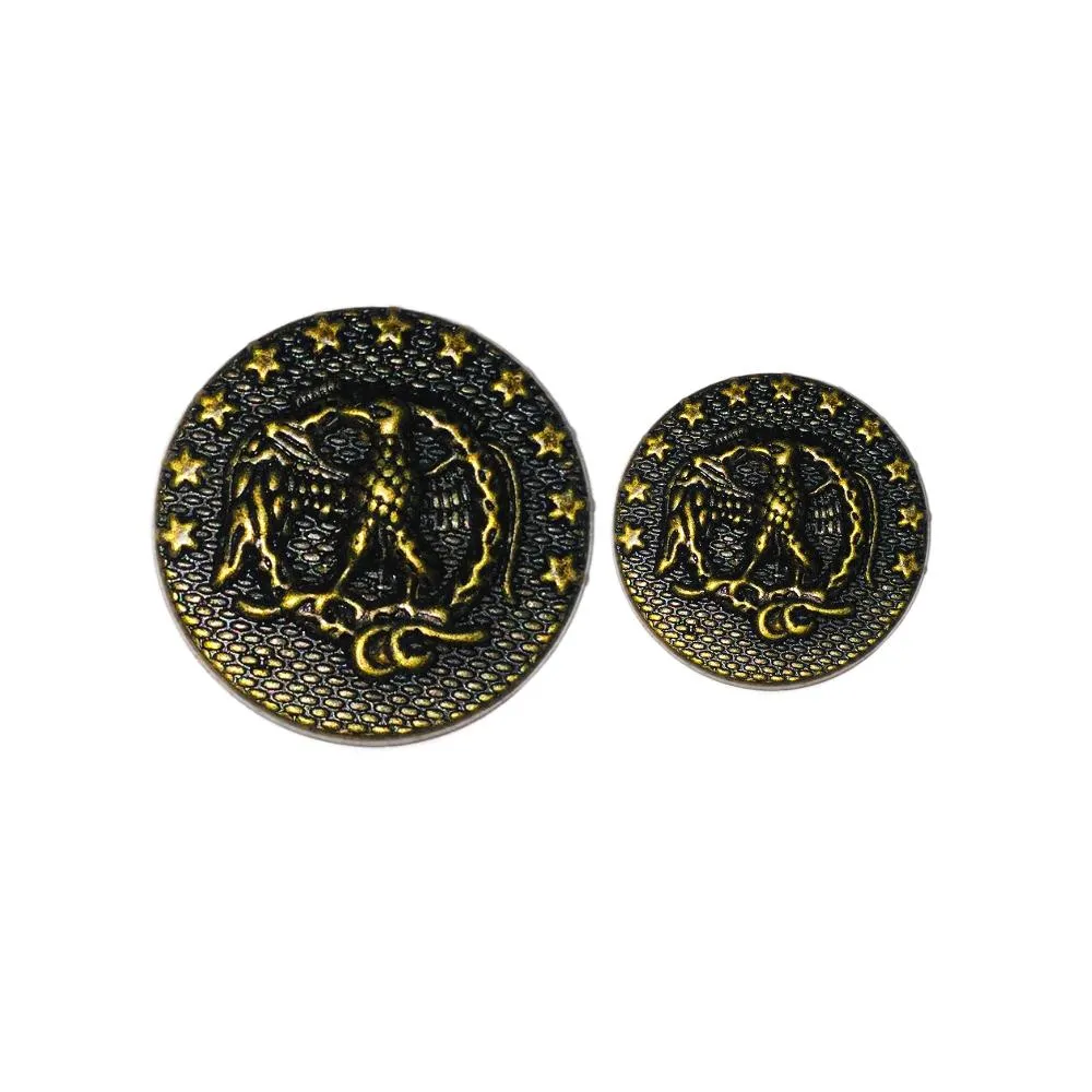 Black Antique Golden Bird Designer Metal Buttons