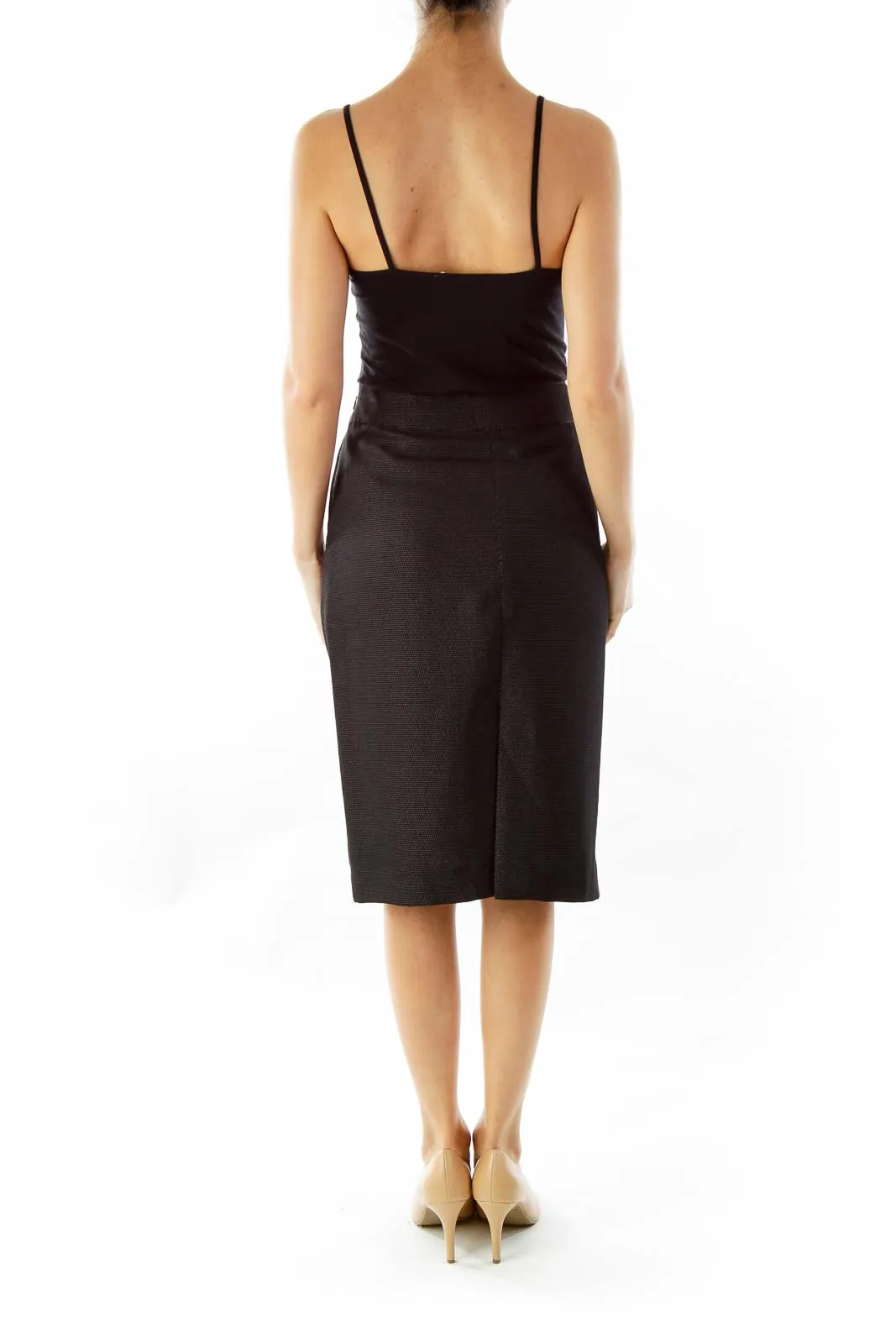 Black Fine-Weave Pencil Skirt