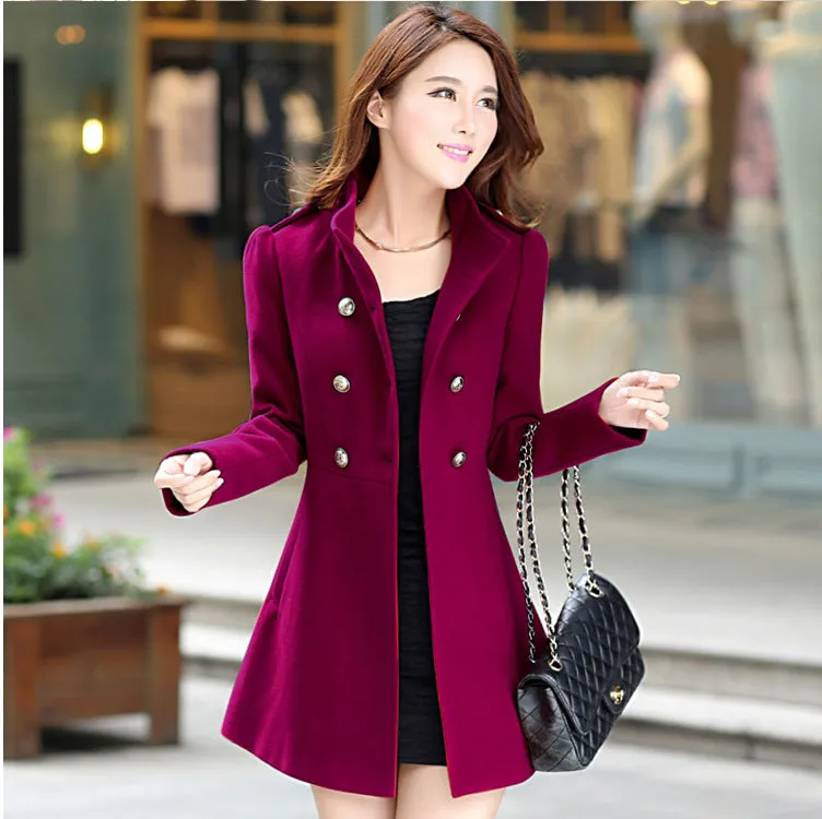 Black Fungus Hem Stand Collar Slim Irregular Mid-length Coat