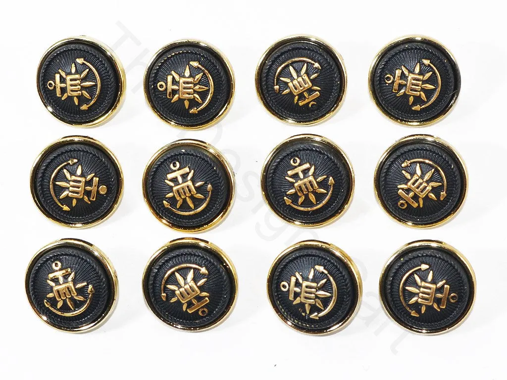 Black Golden Sword Coat Buttons