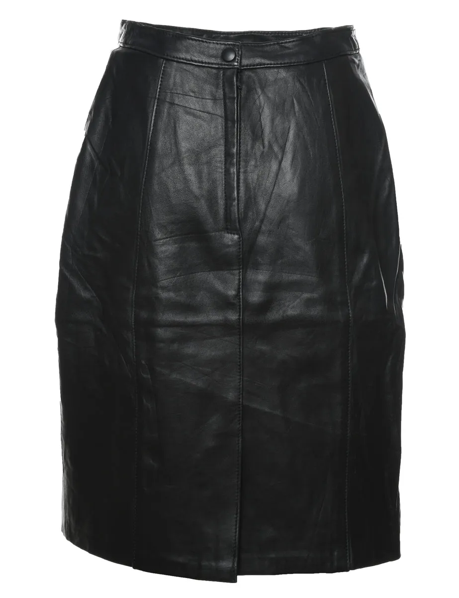 Black Leather Skirt - S