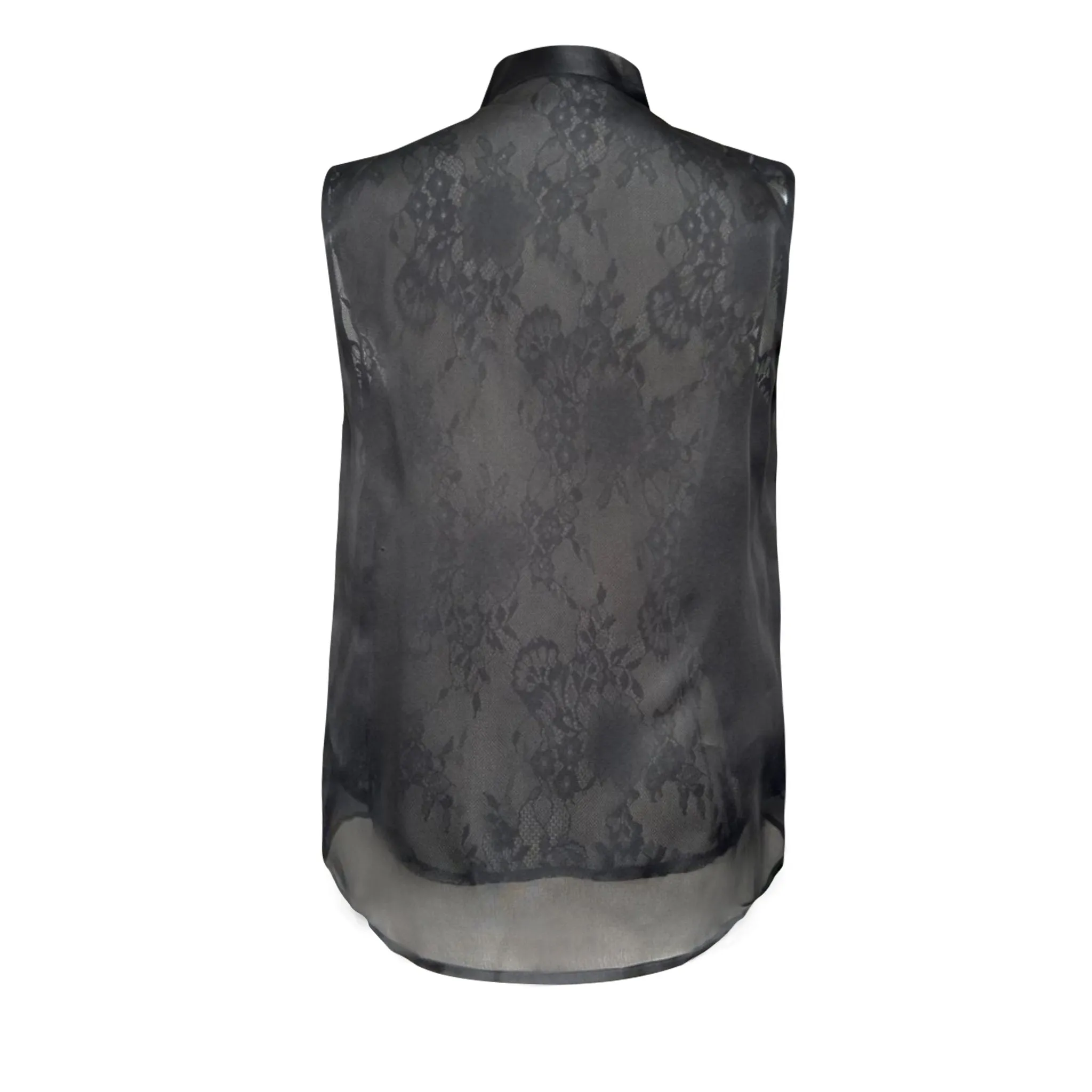 Black Ruched Stand Collar Vest