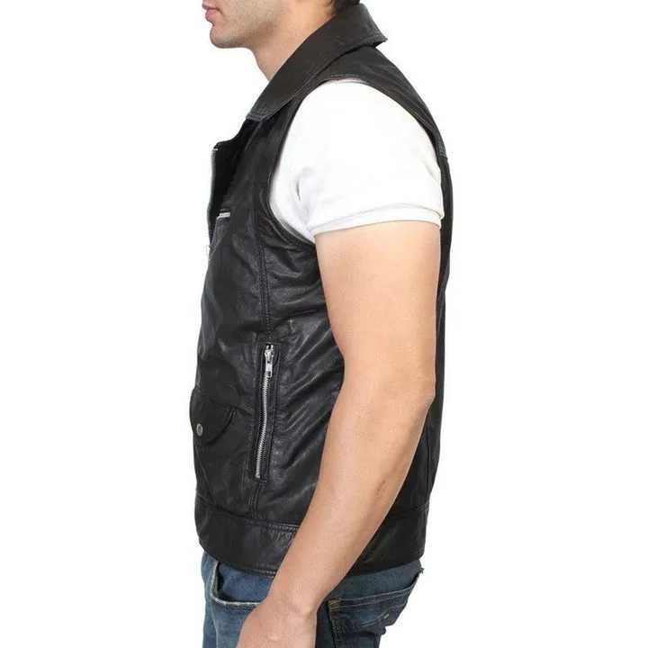 Black Sheepskin Leather Vest