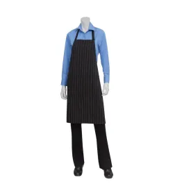 Black/ White  Pinstripe Bib Apron