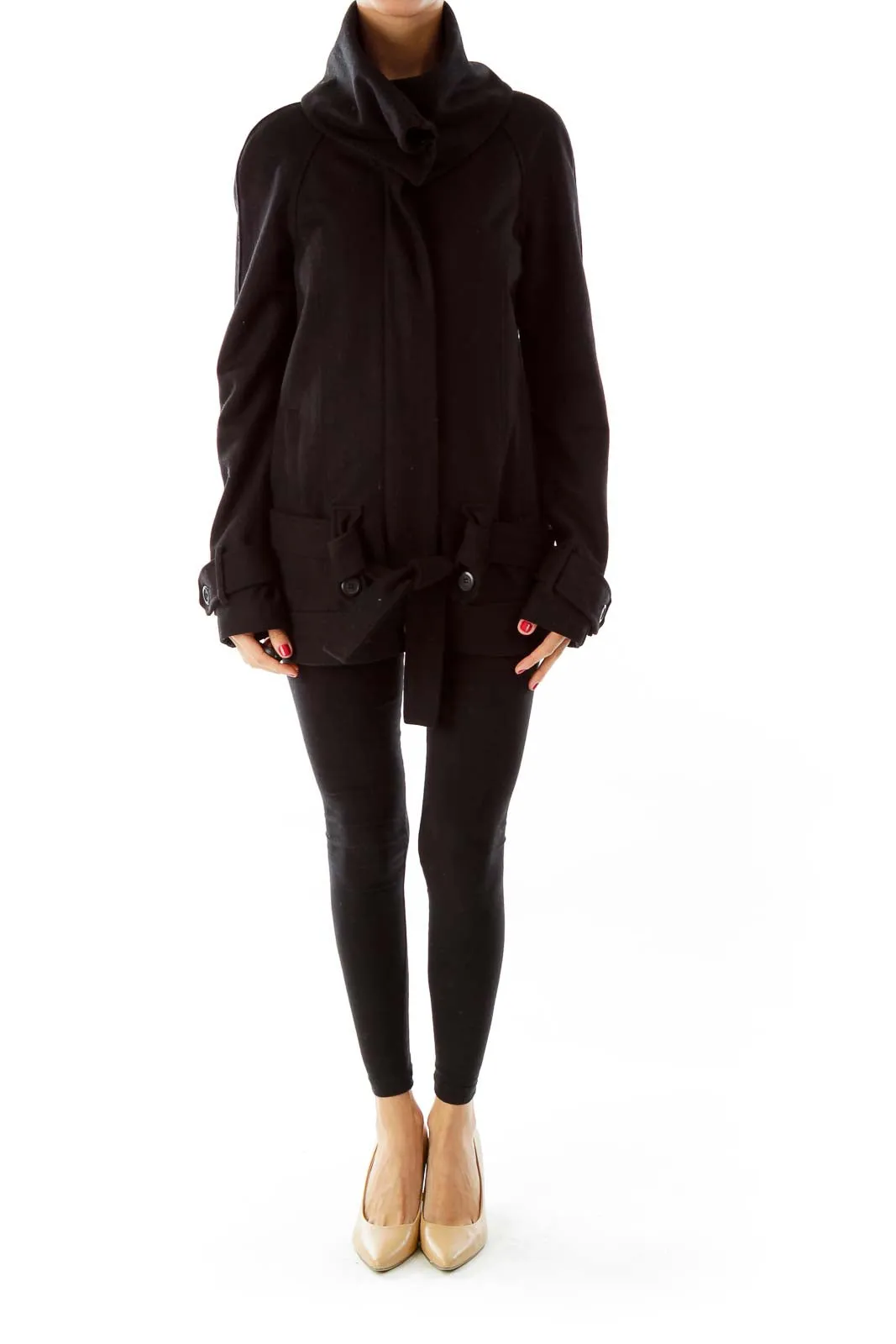 Black Wool Zippered Coat