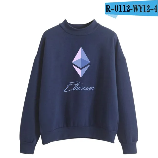 Blockchain Ethereum Logo Print Sweatshirts Hoodie Ethereum Bitcoin Pullover ETH Logo Sweatshirt Plus Size