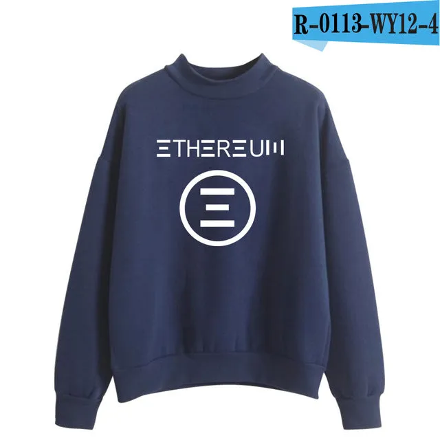 Blockchain Ethereum Logo Print Sweatshirts Hoodie Ethereum Bitcoin Pullover ETH Logo Sweatshirt Plus Size