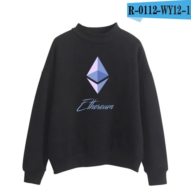 Blockchain Ethereum Logo Print Sweatshirts Hoodie Ethereum Bitcoin Pullover ETH Logo Sweatshirt Plus Size