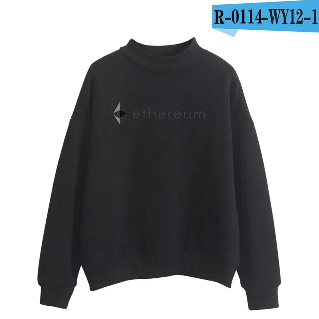 Blockchain Ethereum Logo Print Sweatshirts Hoodie Ethereum Bitcoin Pullover ETH Logo Sweatshirt Plus Size