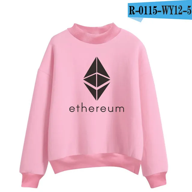 Blockchain Ethereum Logo Print Sweatshirts Hoodie Ethereum Bitcoin Pullover ETH Logo Sweatshirt Plus Size