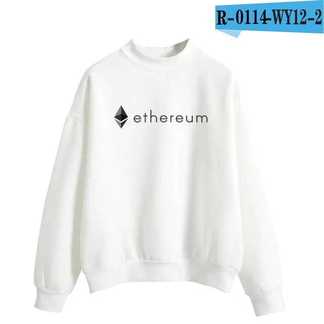 Blockchain Ethereum Logo Print Sweatshirts Hoodie Ethereum Bitcoin Pullover ETH Logo Sweatshirt Plus Size