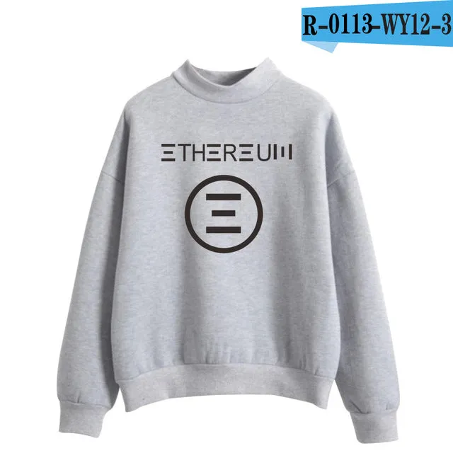 Blockchain Ethereum Logo Print Sweatshirts Hoodie Ethereum Bitcoin Pullover ETH Logo Sweatshirt Plus Size