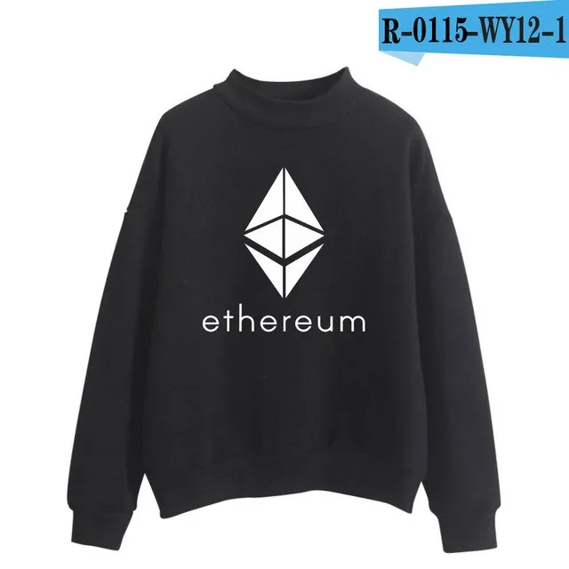 Blockchain Ethereum Logo Print Sweatshirts Hoodie Ethereum Bitcoin Pullover ETH Logo Sweatshirt Plus Size