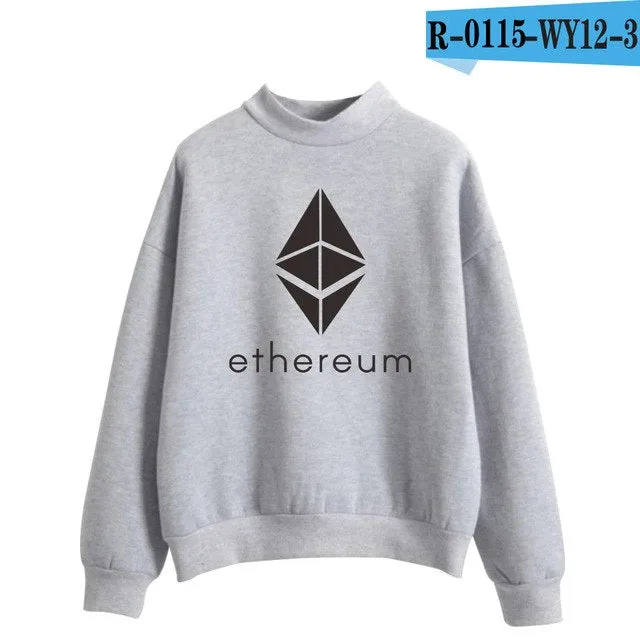 Blockchain Ethereum Logo Print Sweatshirts Hoodie Ethereum Bitcoin Pullover ETH Logo Sweatshirt Plus Size