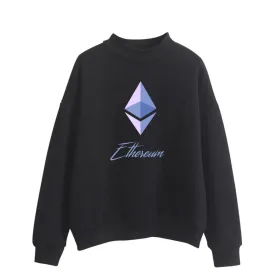 Blockchain Ethereum Logo Print Sweatshirts Hoodie Ethereum Bitcoin Pullover ETH Logo Sweatshirt Plus Size