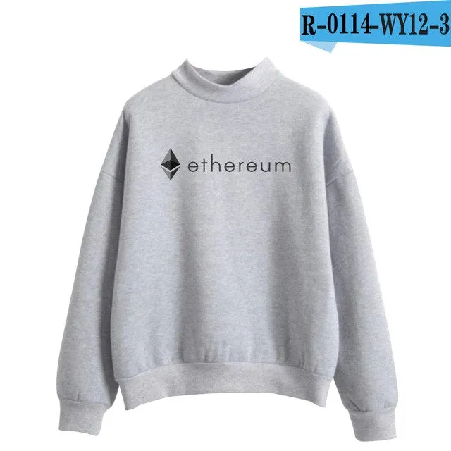 Blockchain Ethereum Logo Print Sweatshirts Hoodie Ethereum Bitcoin Pullover ETH Logo Sweatshirt Plus Size