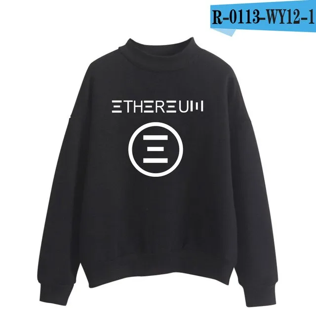 Blockchain Ethereum Logo Print Sweatshirts Hoodie Ethereum Bitcoin Pullover ETH Logo Sweatshirt Plus Size