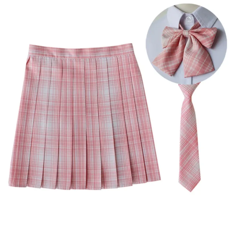 [Blossom Pink] JK vintage plaid uniform skirt