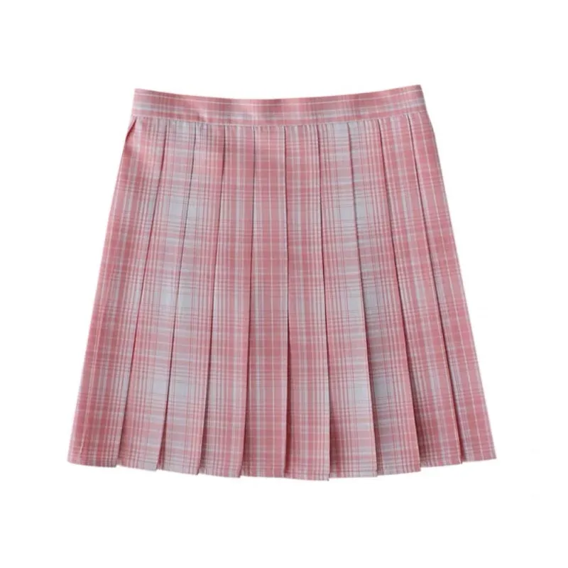 [Blossom Pink] JK vintage plaid uniform skirt