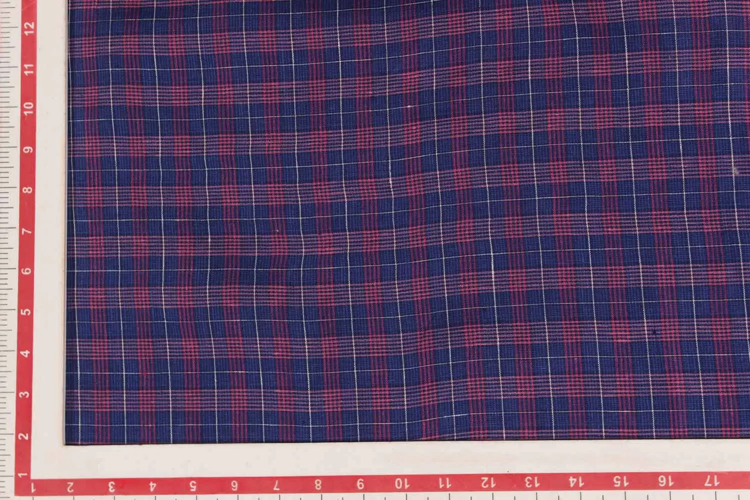 Blue & Pink Checks Yarn dyed Linen Fabric