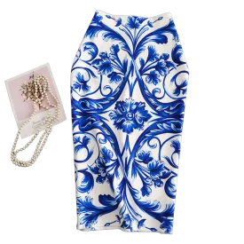 Blue Royalty Woman Pencil Skirt