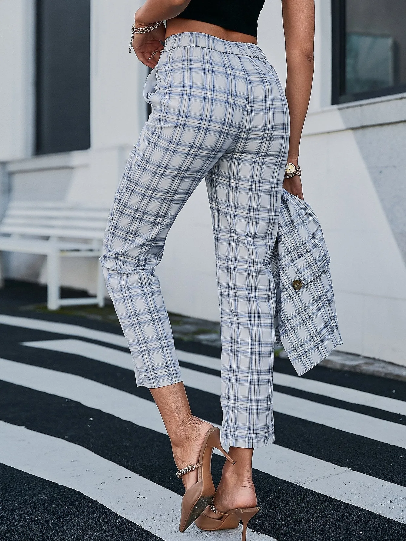 Blue Zone Planet |  Plaid Cropped Pants with Side Pockets